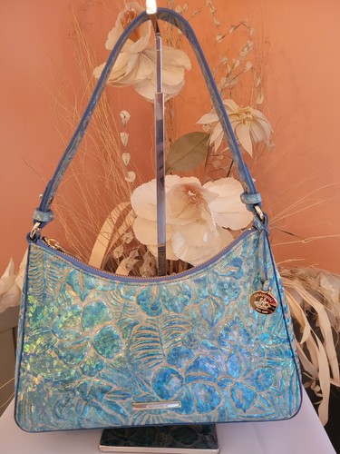 NWOT Brahmin Leather Esme Shoulder Bag Serenity Sonic Blue Iridescent