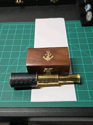 Vintage 6" Brass Maritime Telescope Spyglass 3 Scope & Wooden Box, Ross London - Picture 1 of 12