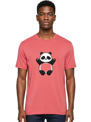 Cartoon-Panda-2 Mens Graphic Tee, 100% Cotton, Casual Summer Wear