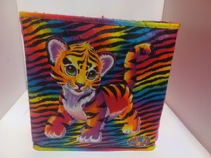 Vintage Lisa Frank Forrest Tiger Collapsible Storage Cube Cloth Container 11x11