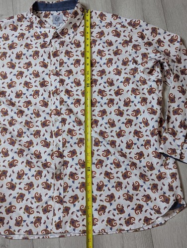 Kilburne Finch Shirt Mens 4XL White Paisley Long Sleeve Button Up - Picture 7 of 12