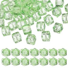 10mm Crystal Cube Bead, 50 Pcs Square Glass Beads Loose Spacer Bead, Light Green
