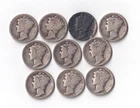 Lot of TEN Mercury Dimes 1918D, 20P (2), 23P (3), 26P (2), 29P, 35P - ABOUT GOOD