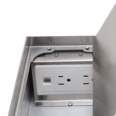 Recessed Floor Electrical Outlet Kit Flat Duplex 4 X 3 Prong Recep SET