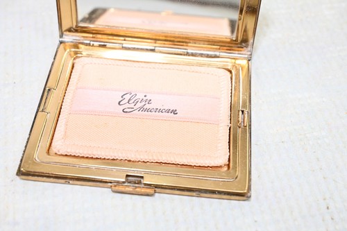 Vintage Elgin American Compact Starburst Design Gold Tone Case Mirror - Picture 11 of 16
