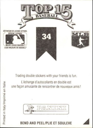 1991 Panini Canadian Top 15 #34 Ryne Sandberg - NM-MT - Picture 2 of 2