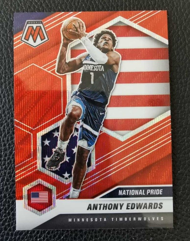 Anthony Edwards 2020-21 Panini Mosaic National Pride Red Wave Prizm RC #252