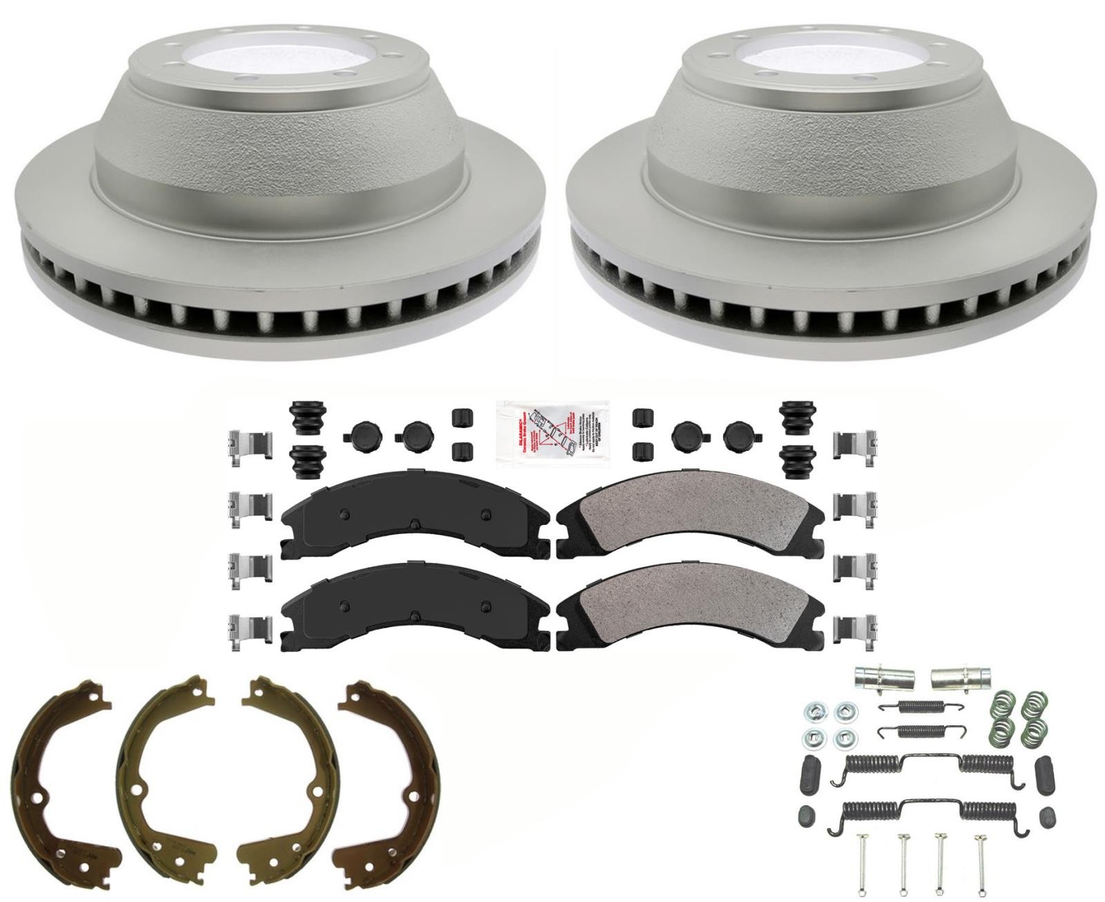 Coated Rear Disc Brake Rotors and Fleet Brake Pads Parking 08-19 FIts Ford E450