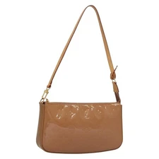 LOUIS VUITTON Vernis Pochette Accessoires Pouch Rose Velours M91575 Auth 133964