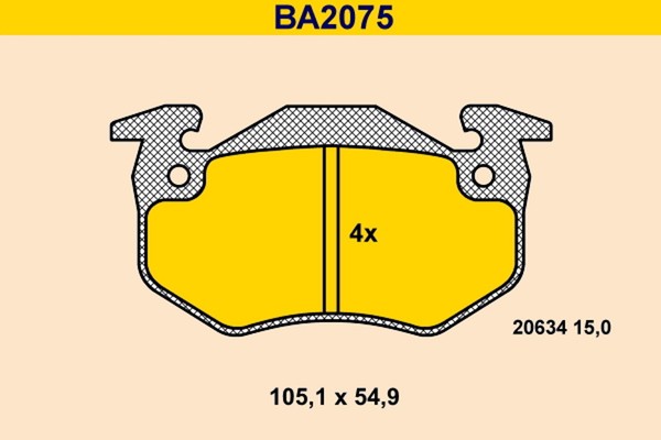 Bremsbelagsatz Scheibenbremse Barum BA2075 FüR Renault Twingo 1 C063 C064 C066-image