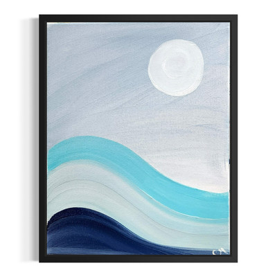 Original Abstract Coastal 11x14 Wave Painting Acrylic Blue Wall Art Canvas