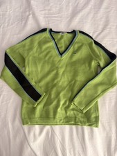 Lacoste Men&rsquo;s V-Neck Knit Pullover Sweater 42 Green Colorblock Logo Trim