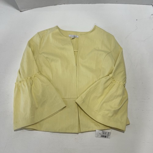 Roz & Ali Cropped Bolero Jacket Women's Size S Yellow Peasant Ruffled Sleeves - 第 1/8 張圖片