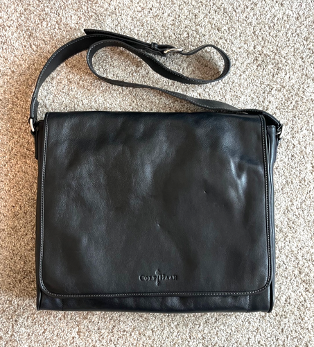 COLE HAAN Messenger/Laptop Bag, Dark Brown Leather, Padded Interior – NEW! - Picture 3 of 22