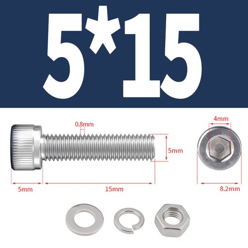 Juego de arandela de resorte de tuercas de tornillo de cabeza de tapa de acero inoxidable M2 M2,5 M3 M4 M5 M6 M8 M10 - Imagen 91 de 165