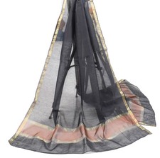 Sushila Vintage Black Handloom Dupatta Pure Cotton Zari Woven Long Stole Hijab