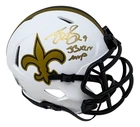 Drew Brees Signed New Orleans Saints Lunar Eclipse Mini Helmet SB XLIV MVP BAS