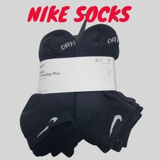NIKE MENS DRI FIT LOW CUT EVERYDAY PLUS SOCKS MED 6-8 SX7042-010 BLACK YTH 5Y-7Y