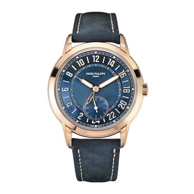 Patek Philippe Calatrava Watch 42MM Blue Mixed Markers Dial Rose Gold