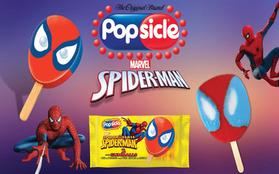 Spiderman  popsicle brand Ice Cream Truck, push cart Sticker 8''x5''