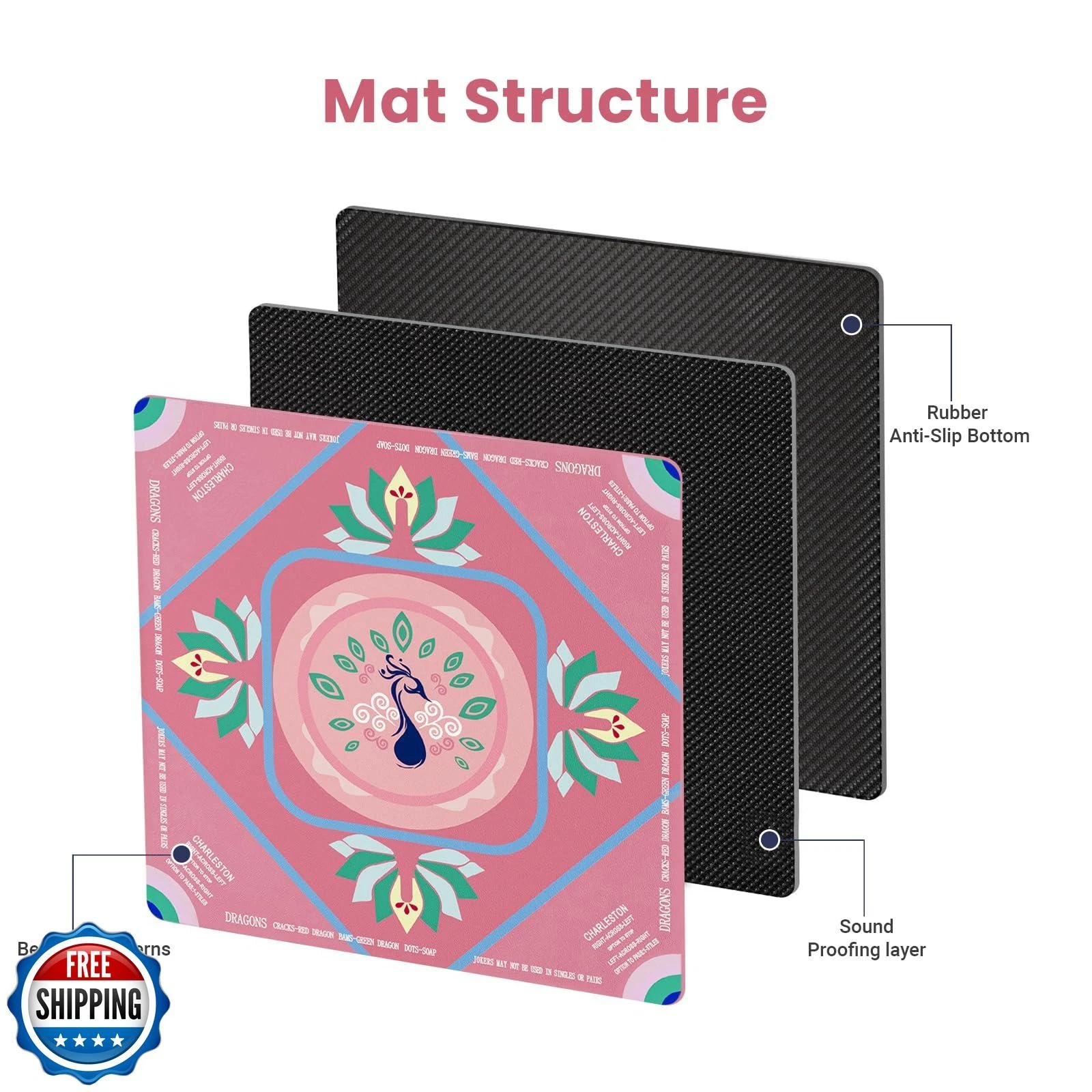 Mikccer Mahjong Mat, Non-Slip Noise Reduction Mahjong Table Mat