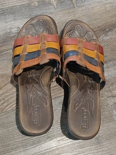 Born LoLo Women's Slide Sandals Brick Multi-Color Leather Sz 8