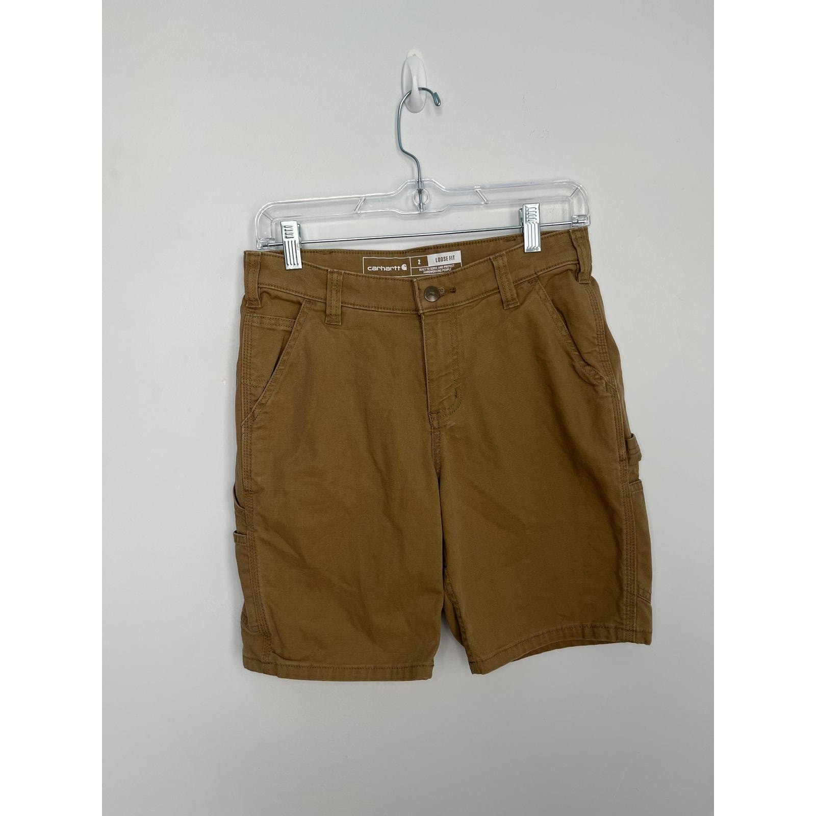Carhartt Canvas Work Shorts Women Size 2 Loose Fit Utility Brown