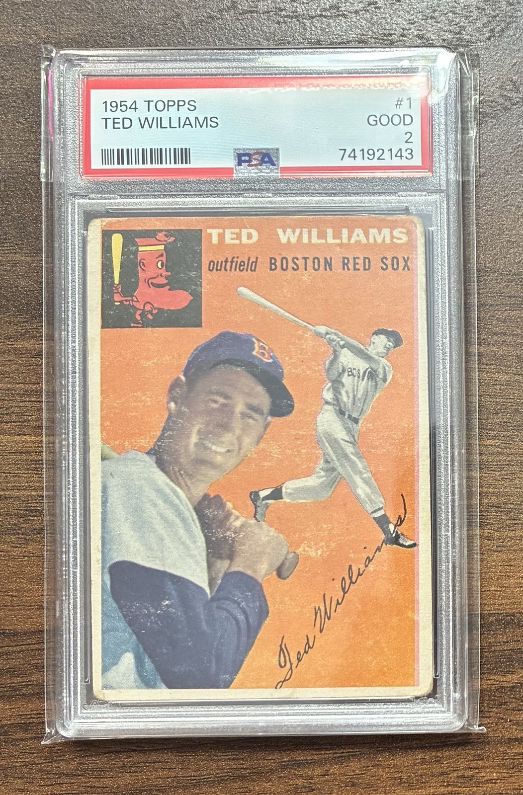 1954 Topps TED WILLIAMS #1 HOF Graded PSA 2 GOOD