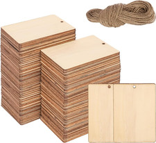 200 PCS Unfinished Wood Pieces 2.5 X 3.5 Inches Rustic Rectangular Wooden Cuto