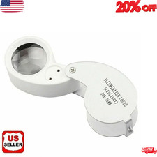 40X Magnifying Loupe Jewelry Eye Glass Magnifier LED Light Jewelers Loop Pocket