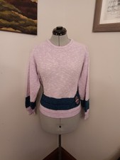 Vintage Varsity Sweater, 80s Purple Weathered Blues Sz M Retro Preppy Academic