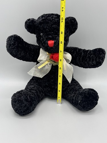 Peluche orsacchiotto nero vintage 10" con fiocco nastro e fiore Dan Dee - Foto 2 di 6