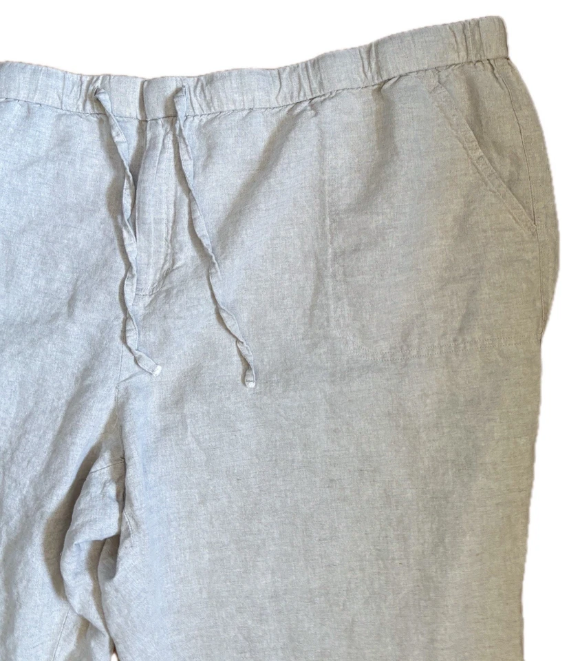 Liz Claiborne Oatmeal Linen Blend Pants Size 3X Loungewear Casual Boho Lagenlook - Image 2 of 4