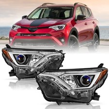 16-18 Toyota Rav4 Halogen Headlights Pair Left Driver  Right Passenger