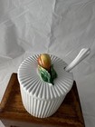Vintage Italy Fruit Pear? top Jam Jar W Lid & Spoon — photo 4