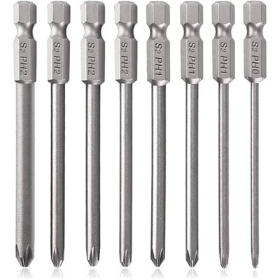 Schräubendreher Bits Set 8 Stück Philips PH0 PH1 PH2 Stahl magnetisch