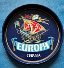 Vintage EUROPA CERVEJA 11 3/4" BEER TRAY SIGN PELA CENTRAL LISBOA PORTUGAL