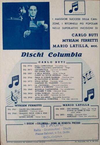 4) CATALOGO DISCHI COLUMBIA NOVITA' SETTEMBRE 1939 TIMBRO STAGNI BOLOGNA - Bild 2 von 5