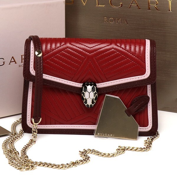 BVLGARI Serpenti Diamond Blast Chain Mini Shoulder Bag Ruby Red | eBay
