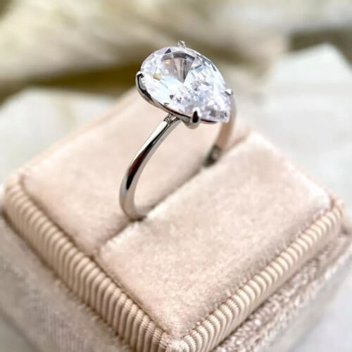 Anillo de plata 925 con diamantes blancos pera VS1 natural certificado RARO 3,45 quilates para mujer - Imagen 4 de 9