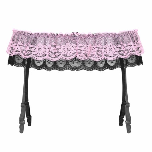 Mens Sissy Lace Suspenders Stockings Crossdressing Garter Belt Thong AU - Picture 45 of 59