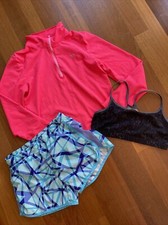 Old Navy Active Wear Lot Set Pullover Quarter Zip Sports Bra Shorts Girls XL 14