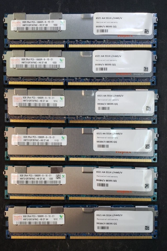 16GB (2x8GB) Hynix 2Rx4 PC3L-10600R DDR3-1333MHz Reg ECC HMT31GR7AFR4C-H9 D7 AB - Image 2 of 2