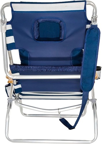 Large Striped Beach Chair With Lumbar Pillow And Adjustable Footrest - Picture 10 of 10