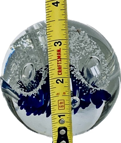 Vtg Bart Zimmerman Paperweight Art Glass Signed Trumpet Flower Blue White 3” - 第 8/9 張圖片