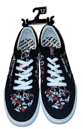 Disney Mickey Mouse Canvas Shoes Mens Size 12 Black White Red Groundup NEW - 第 1/7 張圖片