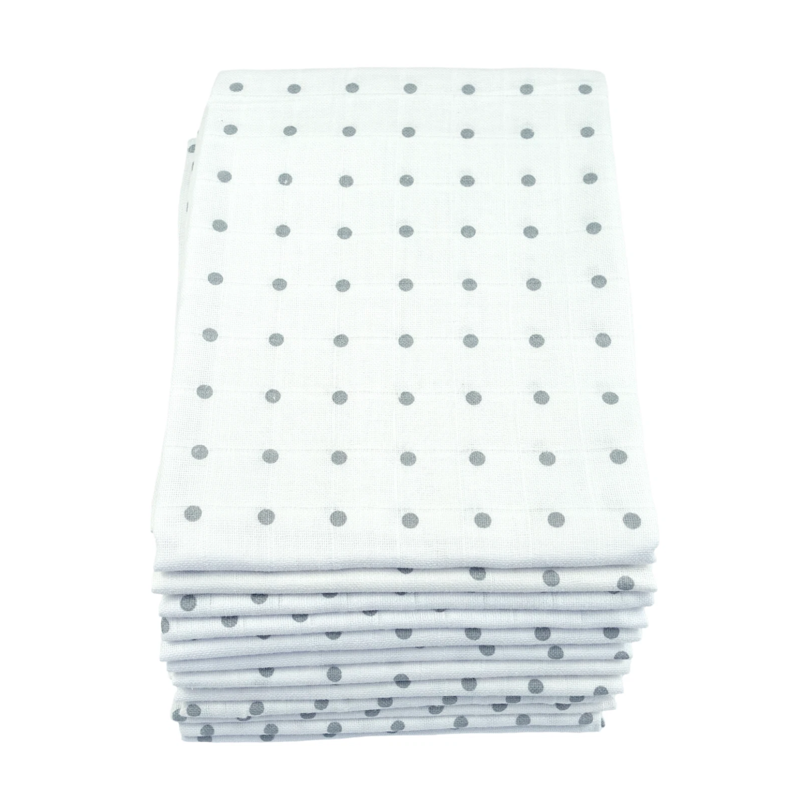 MuslinZ 12PK Baby Muslin Squares Cloths 70cms 100% Pure Soft Cotton Grey Spot