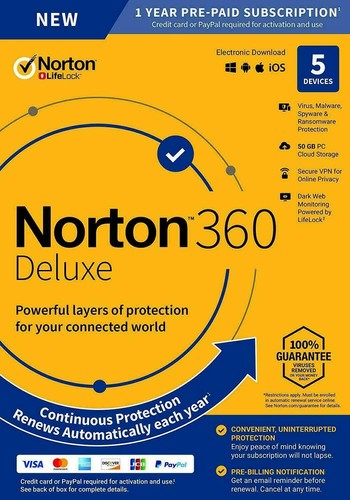 Norton 360 Deluxe Antivirus 2025 VPN 5 Devices 1 Year 5 Minute EMAIL Delivery - Picture 3 of 3