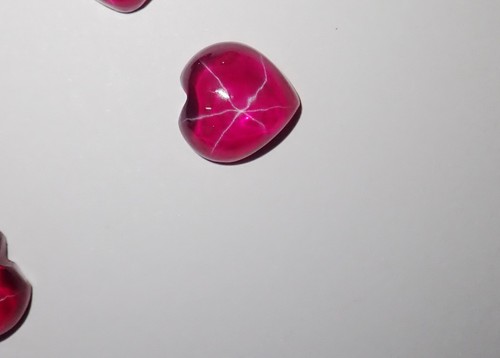 Transparent Star Ruby Heart 12x12 mm Cabochon 6 Rayed Lab-created 3 pieces Lot - Picture 2 of 12
