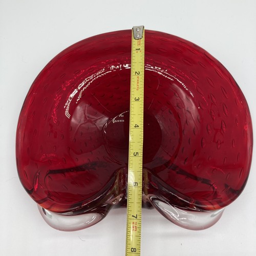 Vintage Murano Kunst Glas ROT Freiform Schale Bullicante italienisch mundgeblasen - Bild 10 von 12